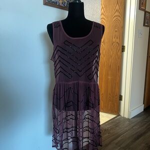 Free People purple mesh beaded tunic/dress